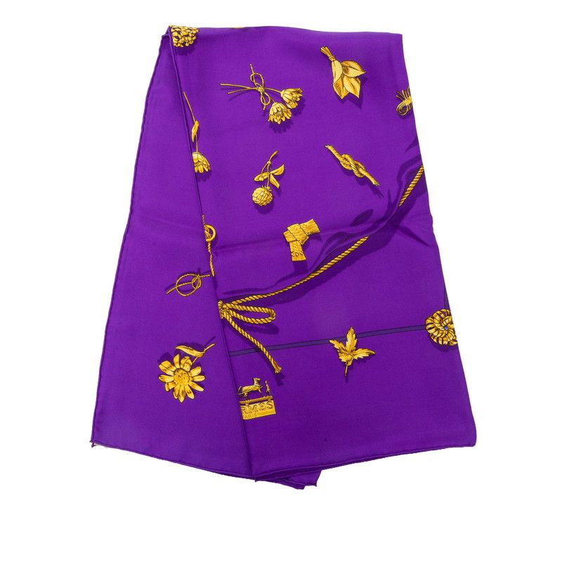 Hermes Carre 90 Clips Scarf Purple Silk — view 7