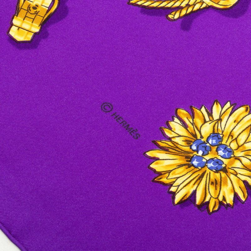Hermes Carre 90 Clips Scarf Purple Silk — view 5