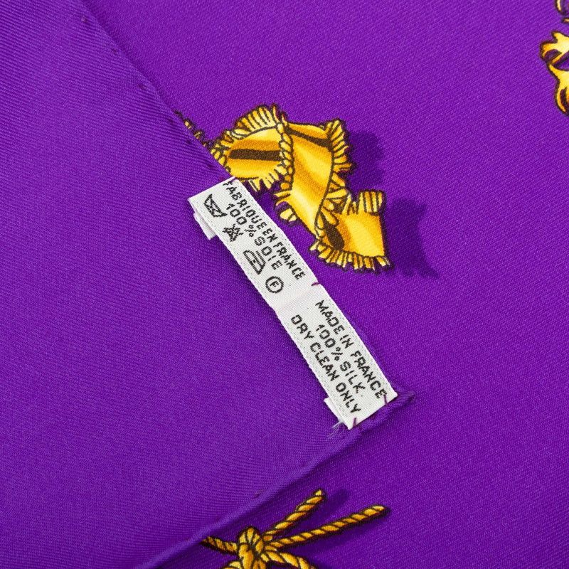 Hermes Carre 90 Clips Scarf Purple Silk — view 8
