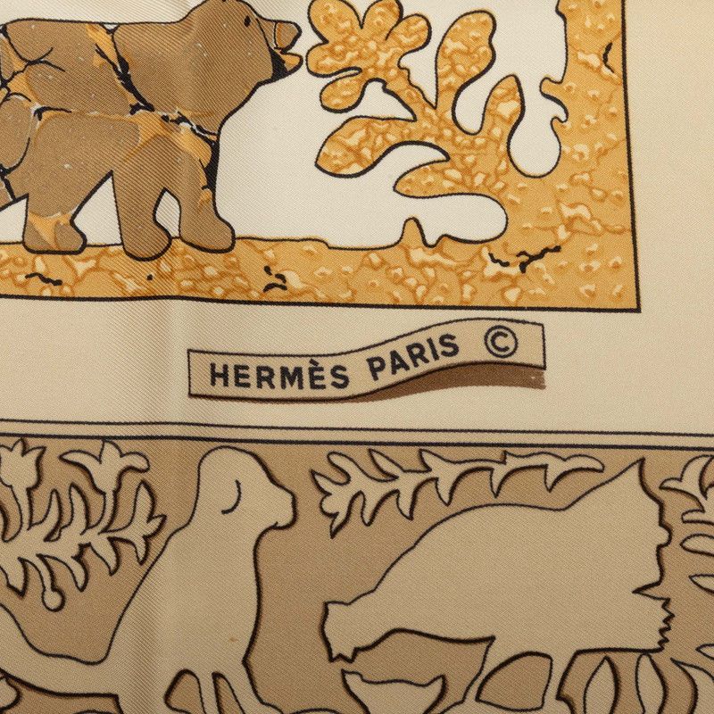 Hermes Carre 90 Early America Vintage Scarf Beige Silk — view 3