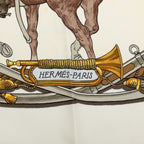 Hermes Carre 90 Marine Et Cavalerie Sea and Cavalry Scarf White Multicolor Silk — view 5