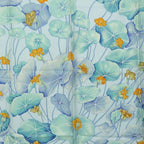 Hermes Carre 90 les Capucines Golden Lotus Scarf Light Blue Multicolor Silk — view 2
