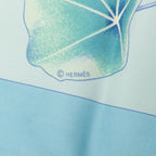 Hermes Carre 90 les Capucines Golden Lotus Scarf Light Blue Multicolor Silk — view 6