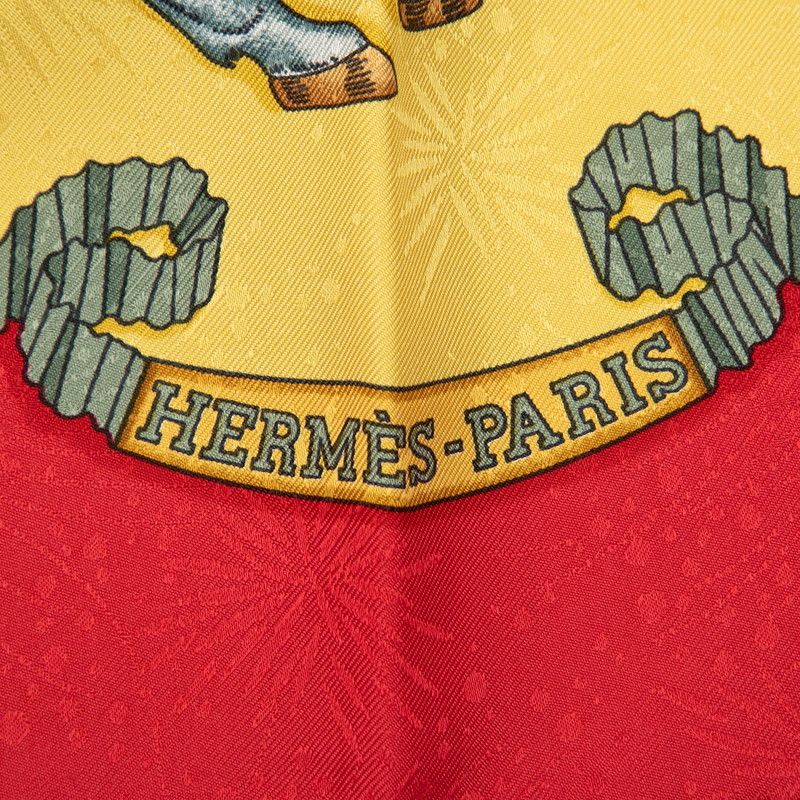 Hermes Carre 90 les Fetes du Roi Soleil Celebration of the Sun King Scarf Red — view 3