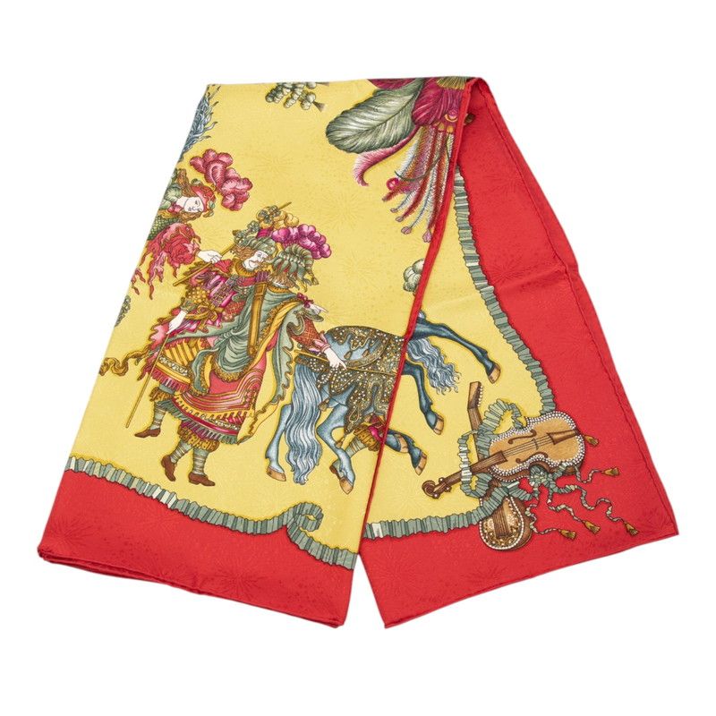 Hermes Carre 90 les Fetes du Roi Soleil Celebration of the Sun King Scarf Red — view 4