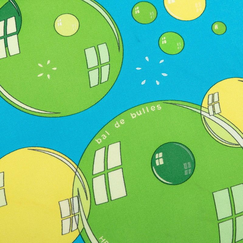 Hermes Carre 42 Bal de Bulles Soap Bubbles Scarf Blue Green Silk — view 3
