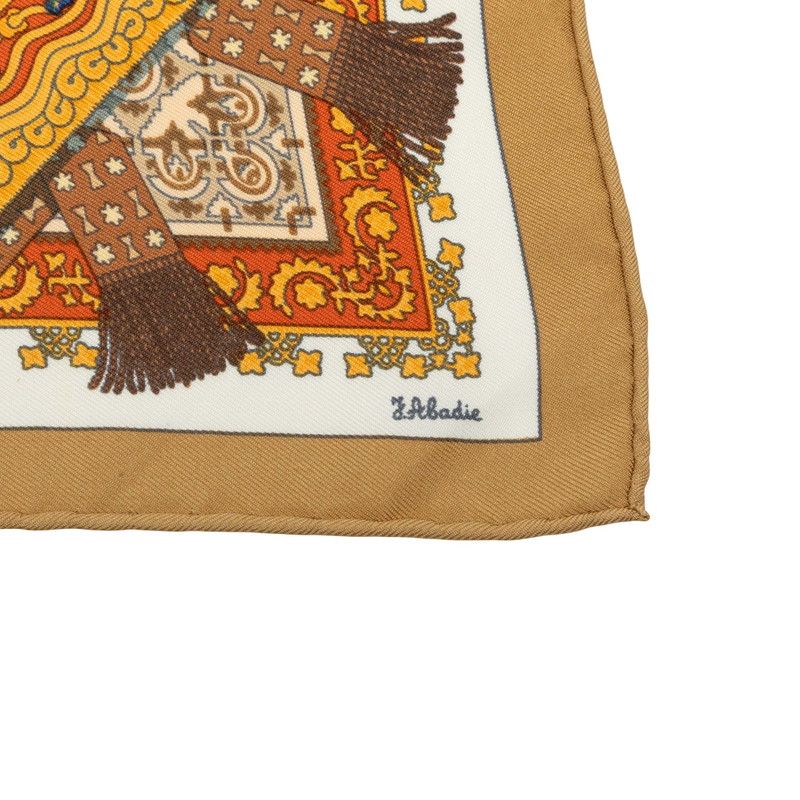 Hermes Carre 42 Brins D'or Golden Sprig Scarf Beige Silk — view 5