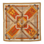 Hermes Carre 42 Brins D'or Golden Sprig Scarf Beige Silk
