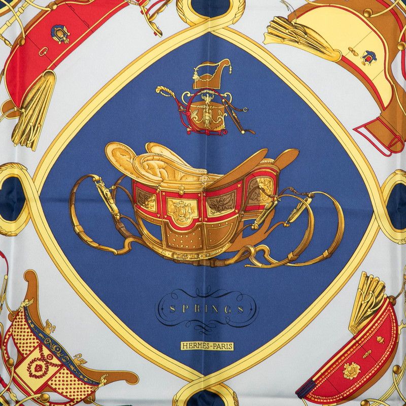 Hermes Carre 90 Spring Scarf Navy Multicolor Silk — view 2