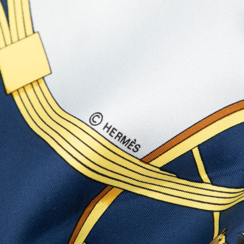 Hermes Carre 90 Spring Scarf Navy Multicolor Silk — view 6