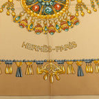 Hermes Carre 90 Desert Parures Des Sables Scarf Beige Silk — view 4