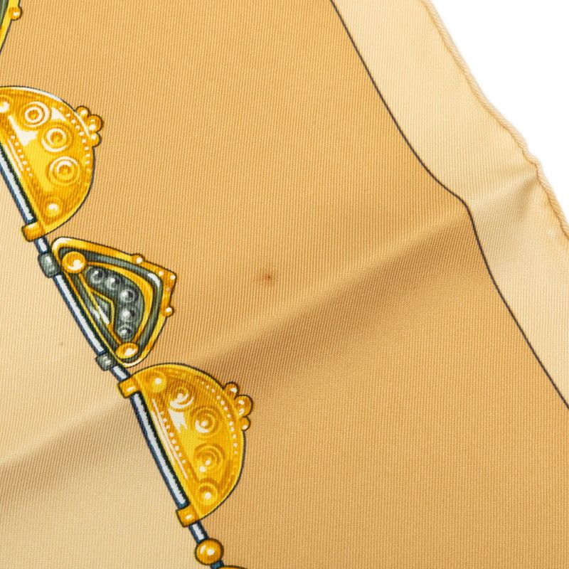 Hermes Carre 90 Desert Parures Des Sables Scarf Beige Silk — view 8