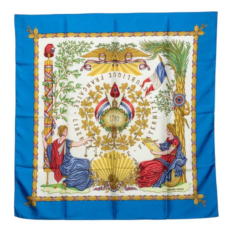 Hermes Carre 90 Republique Francaise Liberte Egalite Fraternite 1789 Silk Scarf