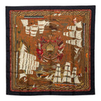 Hermes Carre 90 Henry Smith Sailor Scarf Brown Multicolor Silk