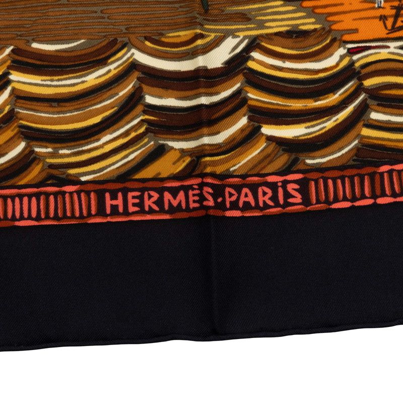Hermes Carre 90 Henry Smith Sailor Scarf Brown Multicolor Silk — view 6