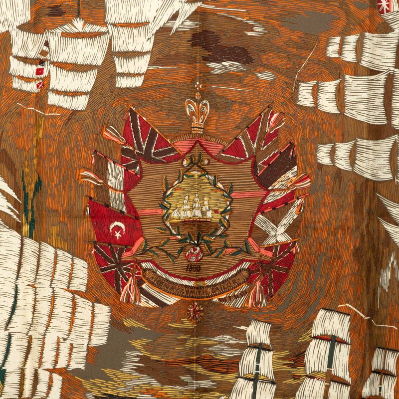Hermes Carre 90 Henry Smith Sailor Scarf Brown Multicolor Silk — view 2