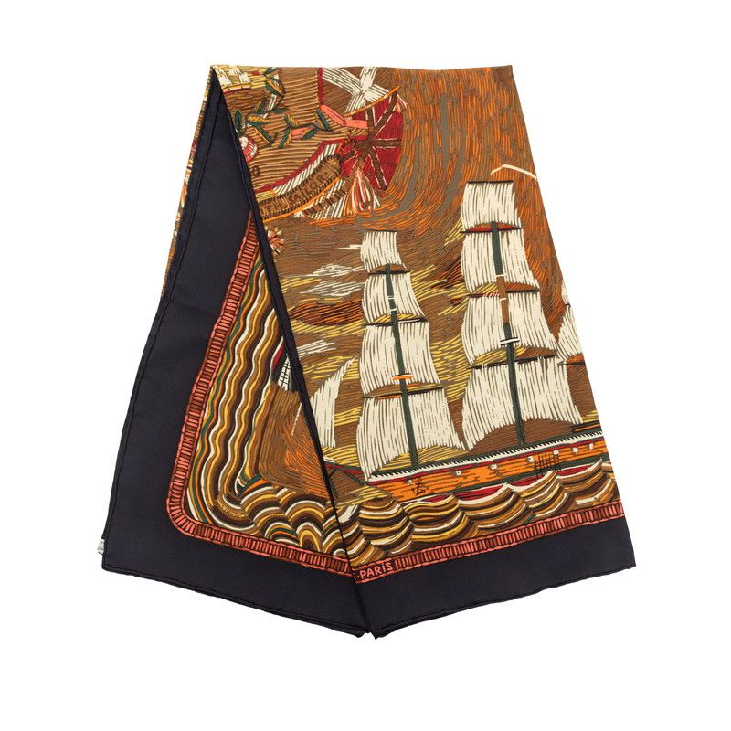 Hermes Carre 90 Henry Smith Sailor Scarf Brown Multicolor Silk — view 7