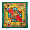 Hermes Carre 90 Casques Et Plumets Faceless Helmet Scarf Green Multicolor Silk