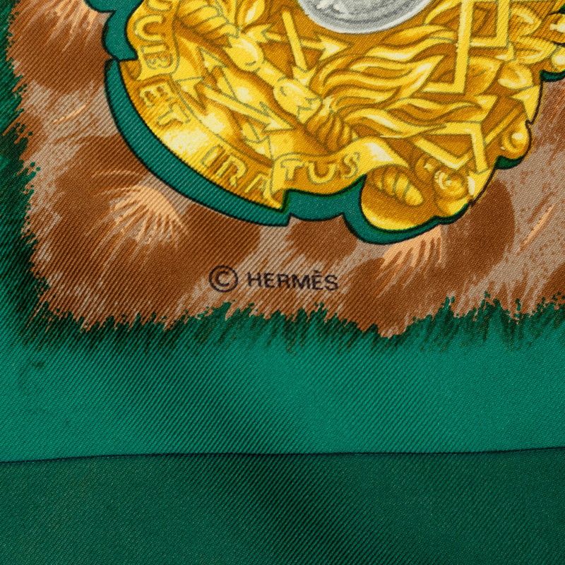 Hermes Carre 90 Casques Et Plumets Faceless Helmet Scarf Green Multicolor Silk — view 6
