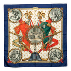 Hermes Carre 90 Napoleon Scarf Navy Multicolor Silk