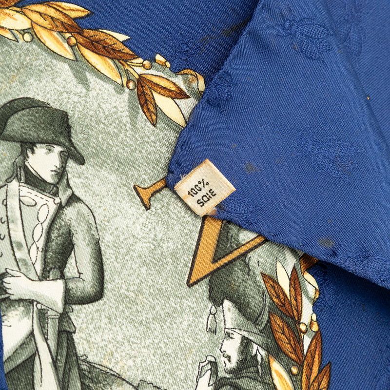 Hermes Carre 90 Napoleon Scarf Navy Multicolor Silk — view 8