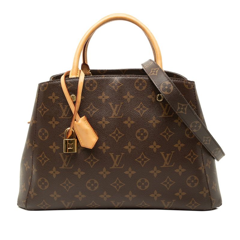 Louis Vuitton Monogram Montaigne MM 2-Way Shoulder Bag Brown Leather