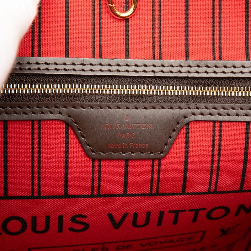 Louis Vuitton Damier Neverfull MM Shoulder Bag Tote Brown Leather — view 5