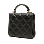 Chanel CC Logo Mini Quilted Chain Shoulder Bag Black Gold Lambskin — view 2