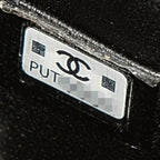 Chanel CC Logo Mini Quilted Chain Shoulder Bag Black Gold Lambskin — view 7