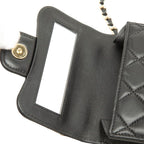 Chanel CC Logo Mini Quilted Chain Shoulder Bag Black Gold Lambskin — view 5