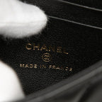 Chanel CC Logo Mini Quilted Chain Shoulder Bag Black Gold Lambskin — view 6