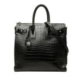 Saint Laurent Sac de Jour Souple Croco Embossed Tote Shoulder Bag 2-Way Black