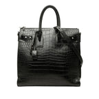 Saint Laurent Sac de Jour Souple Croco Embossed Tote Shoulder Bag 2-Way Black