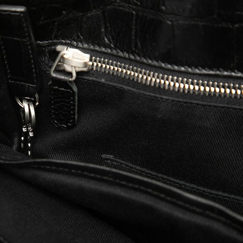 Saint Laurent Sac de Jour Souple Croco Embossed Tote Shoulder Bag 2-Way Black — view 7