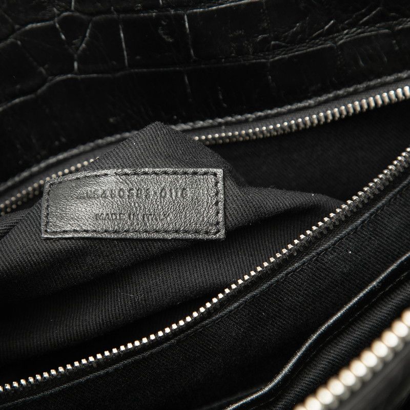 Saint Laurent Sac de Jour Souple Croco Embossed Tote Shoulder Bag 2-Way Black — view 6