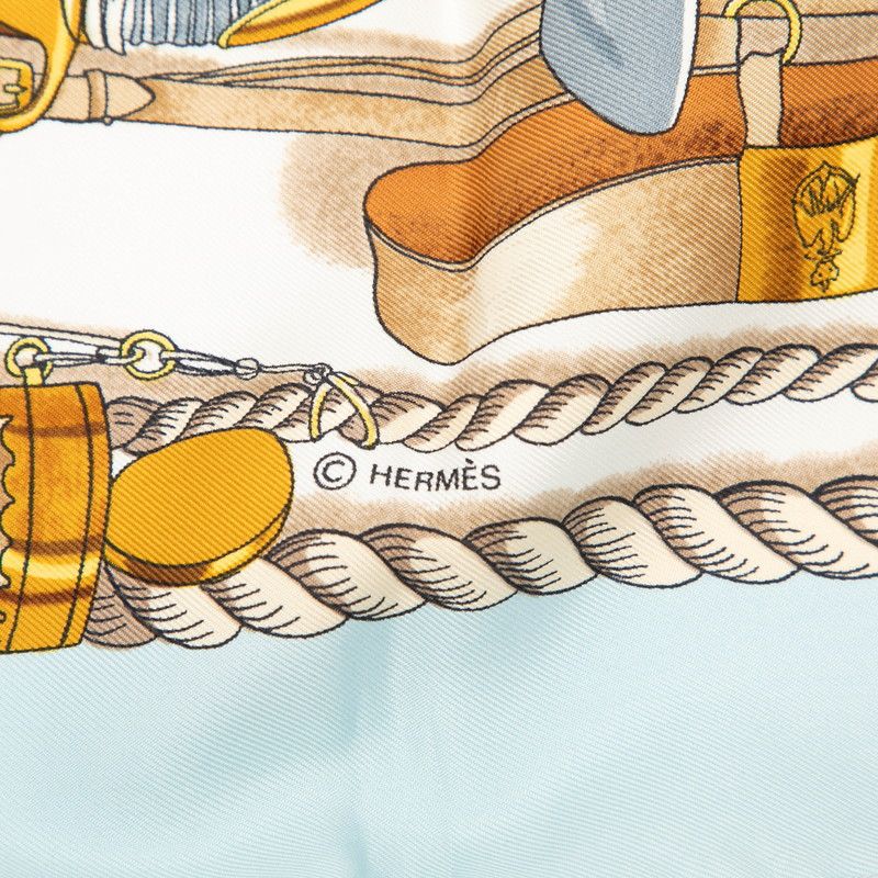 Hermes Carre 90 Musee Museum Scarf Light Blue Multicolor Silk — view 4