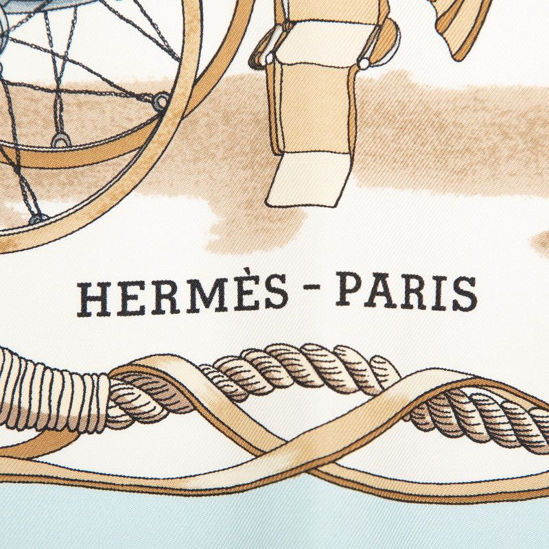 Hermes Carre 90 Musee Museum Scarf Light Blue Multicolor Silk — view 3