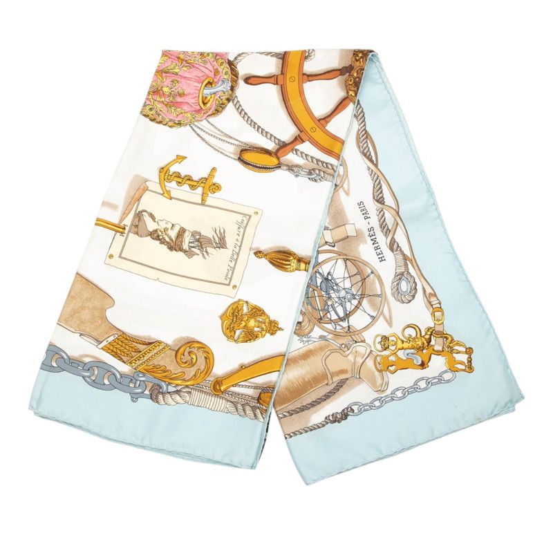 Hermes Carre 90 Musee Museum Scarf Light Blue Multicolor Silk — view 5
