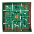 Hermes Carre 90 Equestrian Couvertures Et Tenues de Jour Scarf Green Multicolor