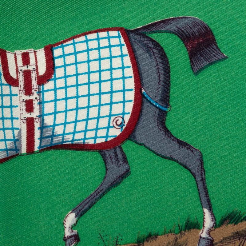 Hermes Carre 90 Equestrian Couvertures Et Tenues de Jour Scarf Green Multicolor — view 4
