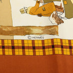 Hermes Carre 90 Winter Mail L'hiver en Poste Scarf Brown Silk — view 4