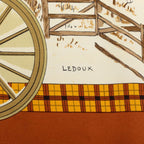 Hermes Carre 90 Winter Mail L'hiver en Poste Scarf Brown Silk — view 5