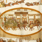 Hermes Carre 90 Winter Mail L'hiver en Poste Scarf Brown Silk — view 2