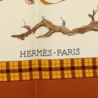Hermes Carre 90 Winter Mail L'hiver en Poste Scarf Brown Silk — view 7
