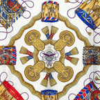 Hermes Carre 90 les Tambour Drum Scarf Blue Multicolor Silk — view 2