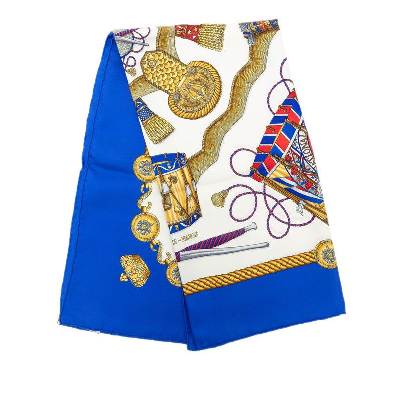 Hermes Carre 90 les Tambour Drum Scarf Blue Multicolor Silk — view 7