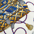 Hermes Carre 90 les Tambour Drum Scarf Blue Multicolor Silk — view 6