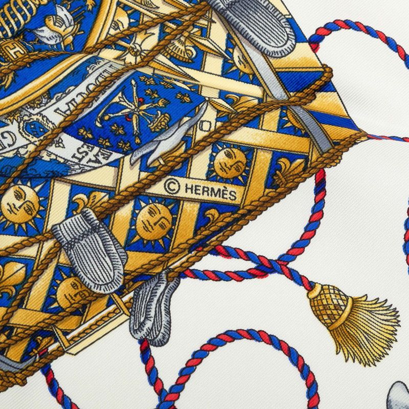 Hermes Carre 90 les Tambour Drum Scarf Blue Multicolor Silk — view 6
