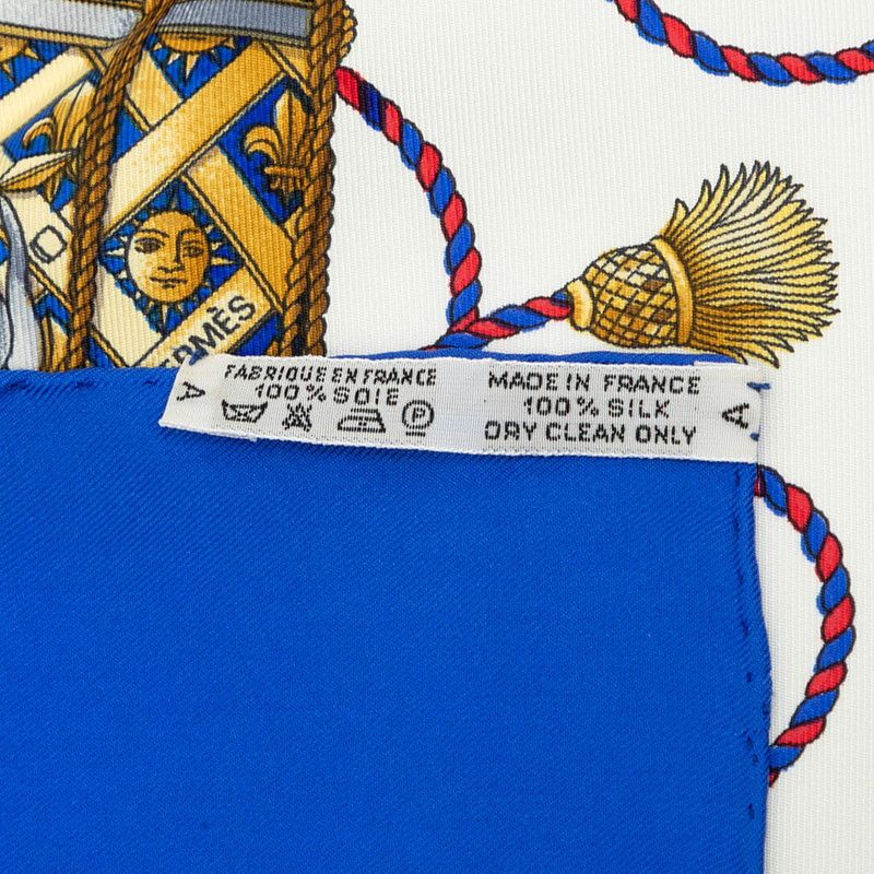 Hermes Carre 90 les Tambour Drum Scarf Blue Multicolor Silk — view 8