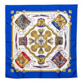 Hermes Carre 90 les Tambour Drum Scarf Blue Multicolor Silk
